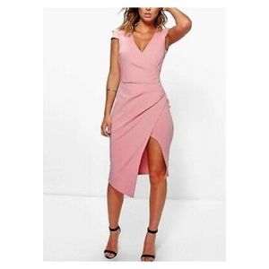 Boohoo blush midi dress